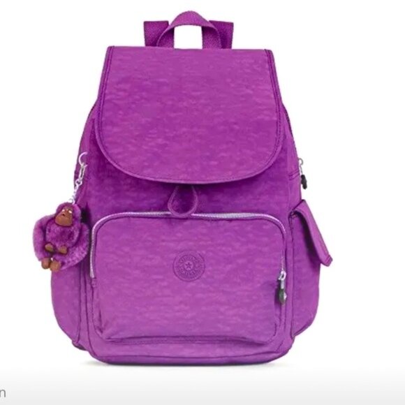 Kipling Ravier Medium Nylon Backpack Bag Pockets Monkey Lightweight Purple Charm - Picture 4 of 16